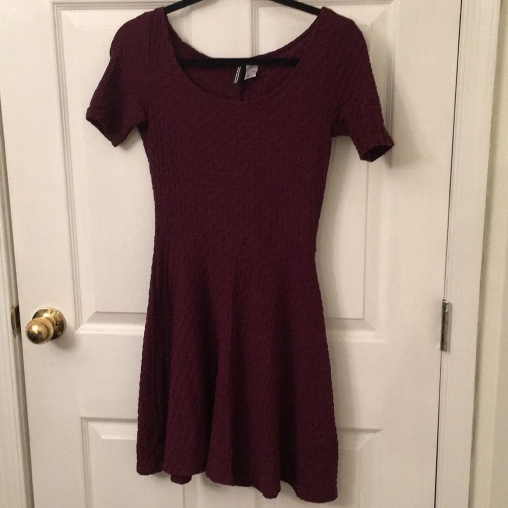 H&M Textured Purple Skater Dress
